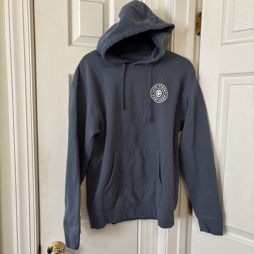 17th Street Surf Shop Blue Hoodie Pullover Graphic Sweatshirt Mens Medium